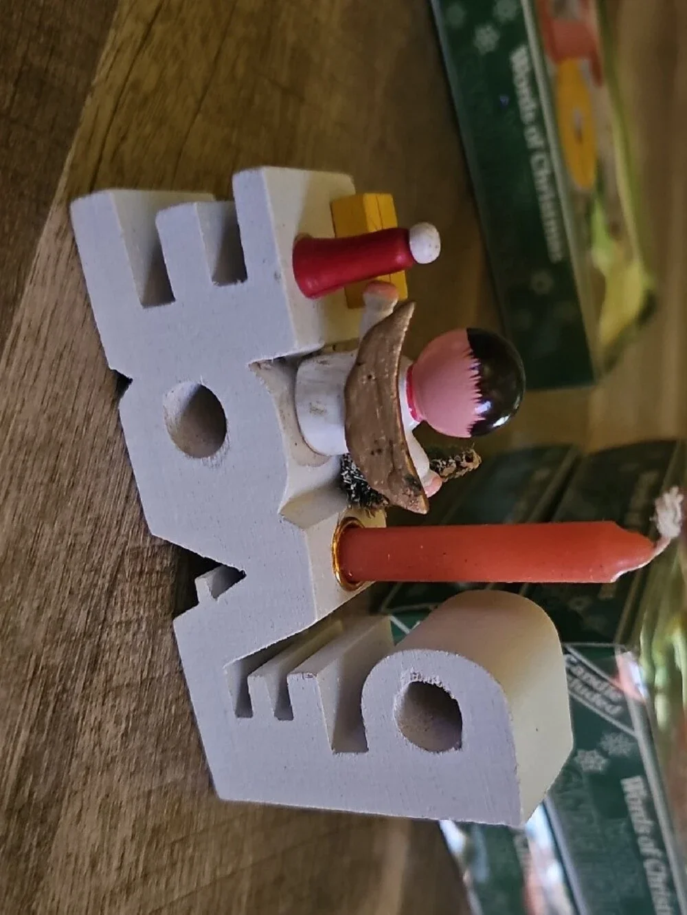 VTG 'Words of Christmas' Holiday Letter Candles PLUS Santa